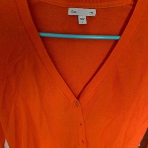 GAP Orange Women's 100% Cotton 3/4 Sleeve Cardigan, Size Women's S